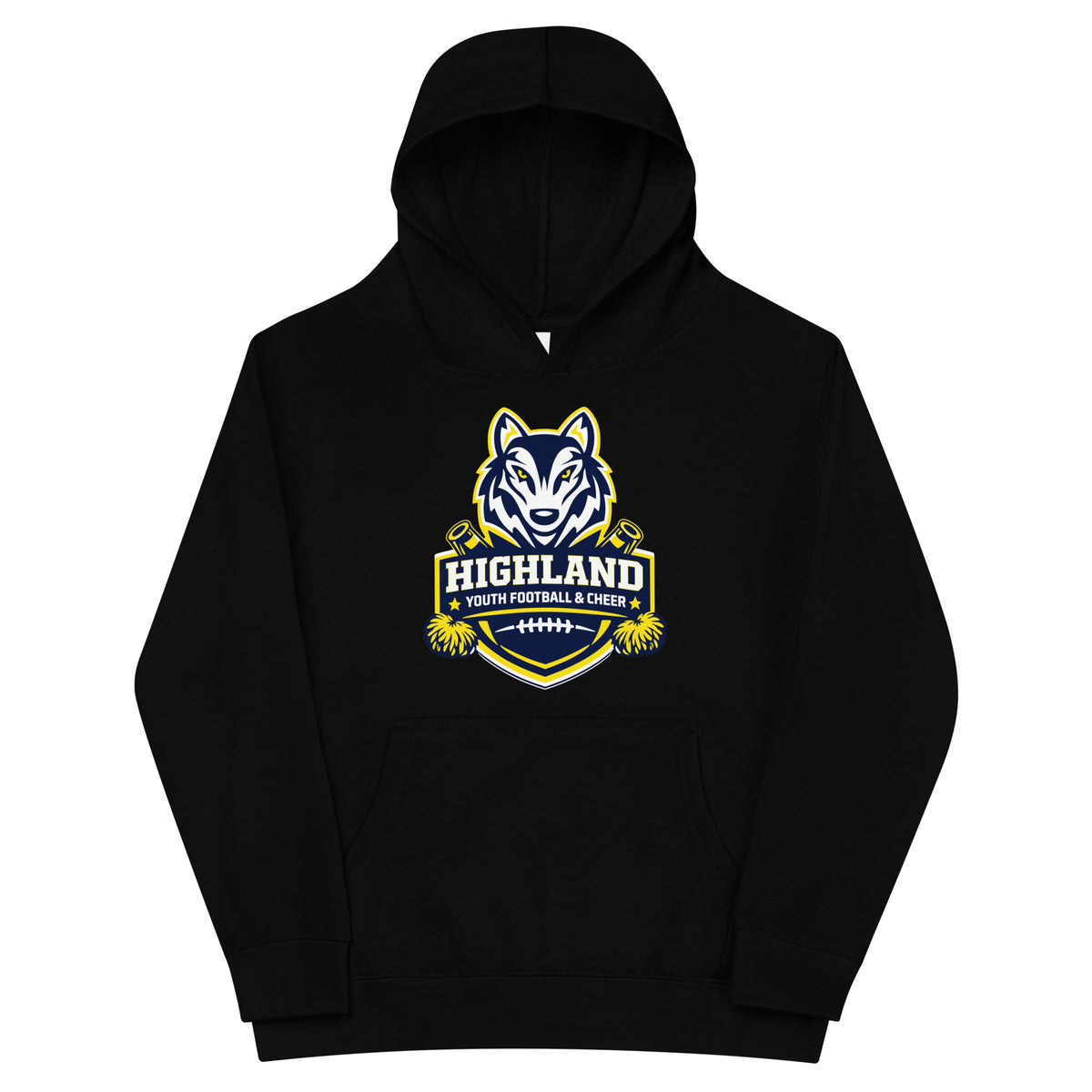 Performance | Youth Hoodie | Highland youth football and cheer | Emblem Logo
