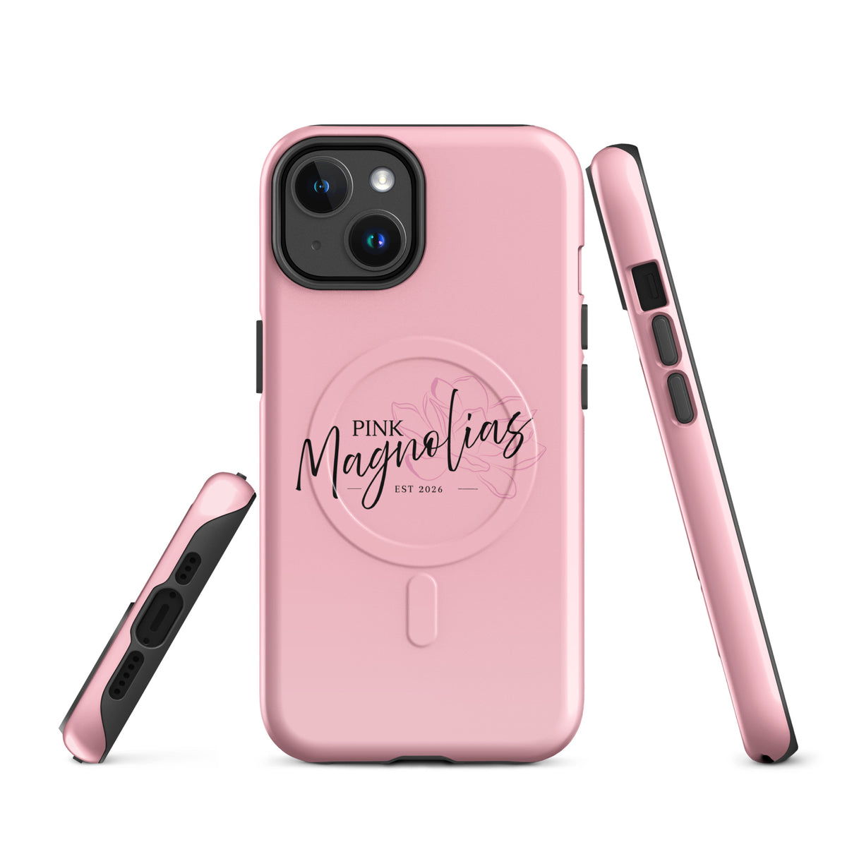 Magsafe Tough Case for iPhone | Pink Magnolias Dance | Lettermark Logo