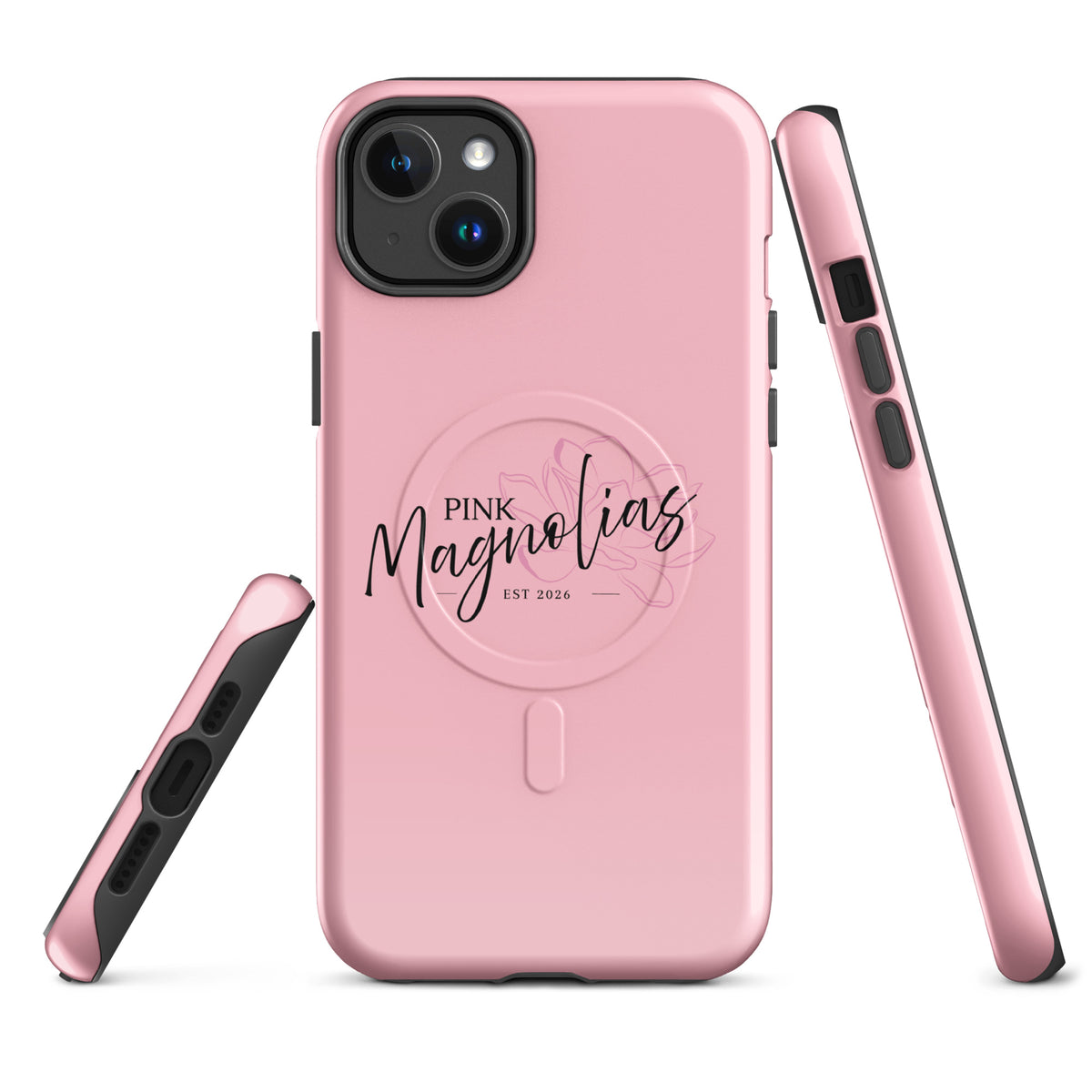 Magsafe Tough Case for iPhone | Pink Magnolias Dance | Lettermark Logo