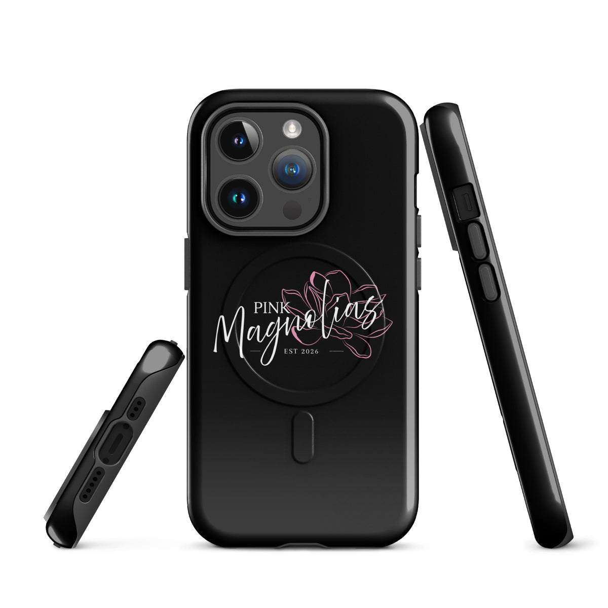 Magsafe Tough Case for iPhone | Pink Magnolias Dance | Modern Script Logo