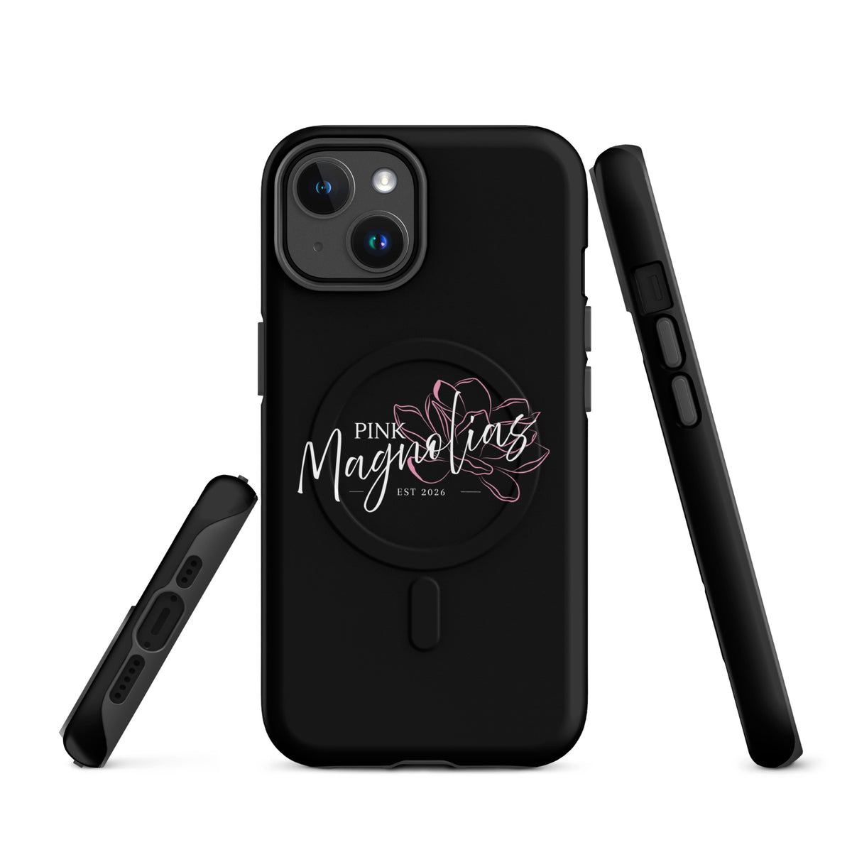 Magsafe Tough Case for iPhone | Pink Magnolias Dance | Modern Script Logo