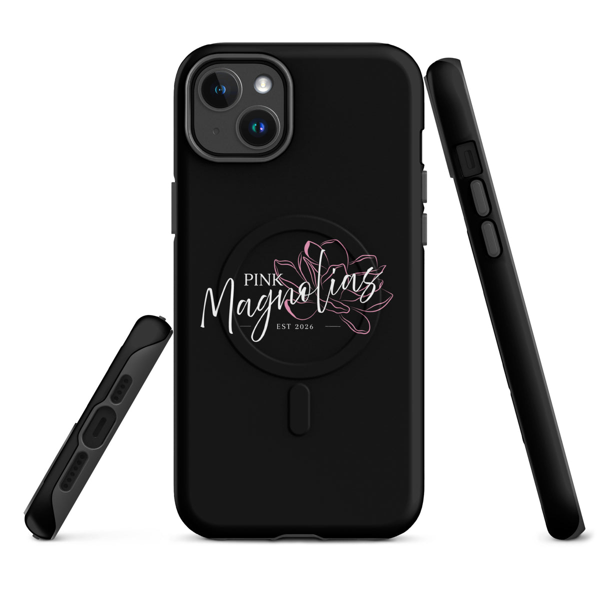 Magsafe Tough Case for iPhone | Pink Magnolias Dance | Modern Script Logo