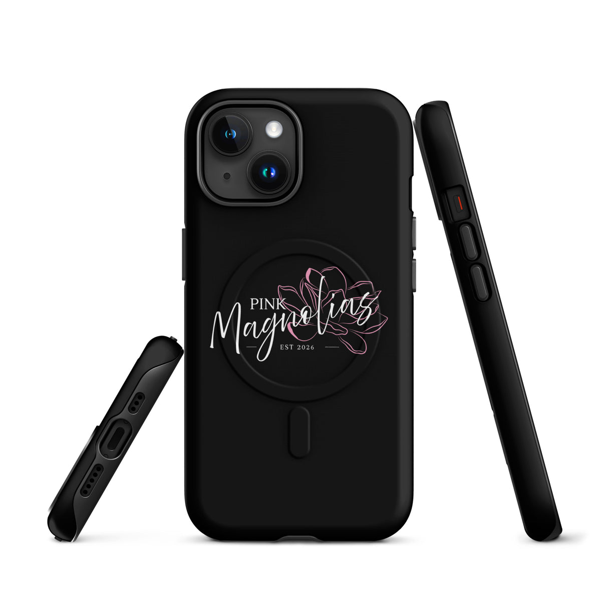 Magsafe Tough Case for iPhone | Pink Magnolias Dance | Modern Script Logo