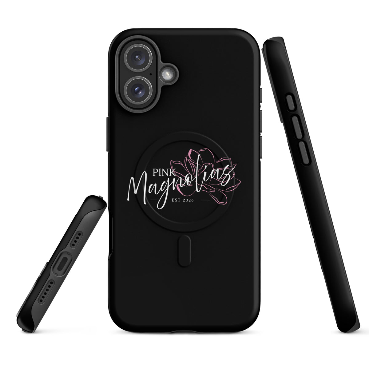 Magsafe Tough Case for iPhone | Pink Magnolias Dance | Modern Script Logo