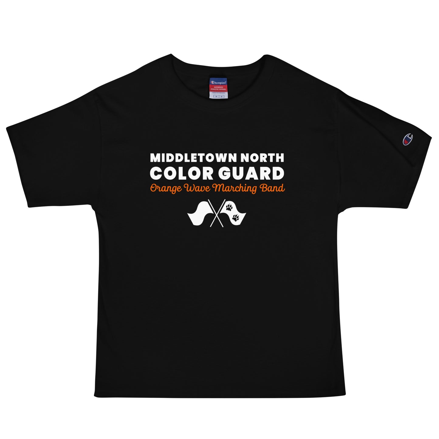 Signature | Champion T-Shirt | Orange Wave Marching Band | Modern Script Logo