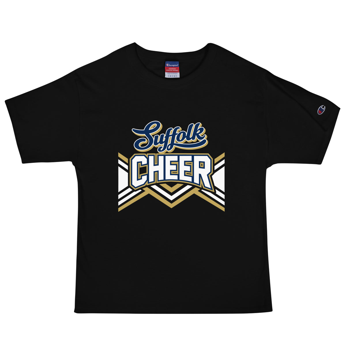Signature | Champion T-Shirt | Suffolk University Cheerleading | Vanguard Logo