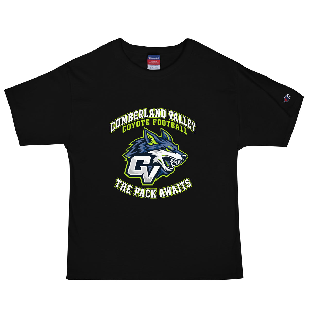 Signature | Champion T-Shirt | Cumberland Valley Coyotes Football | Emblem Logo