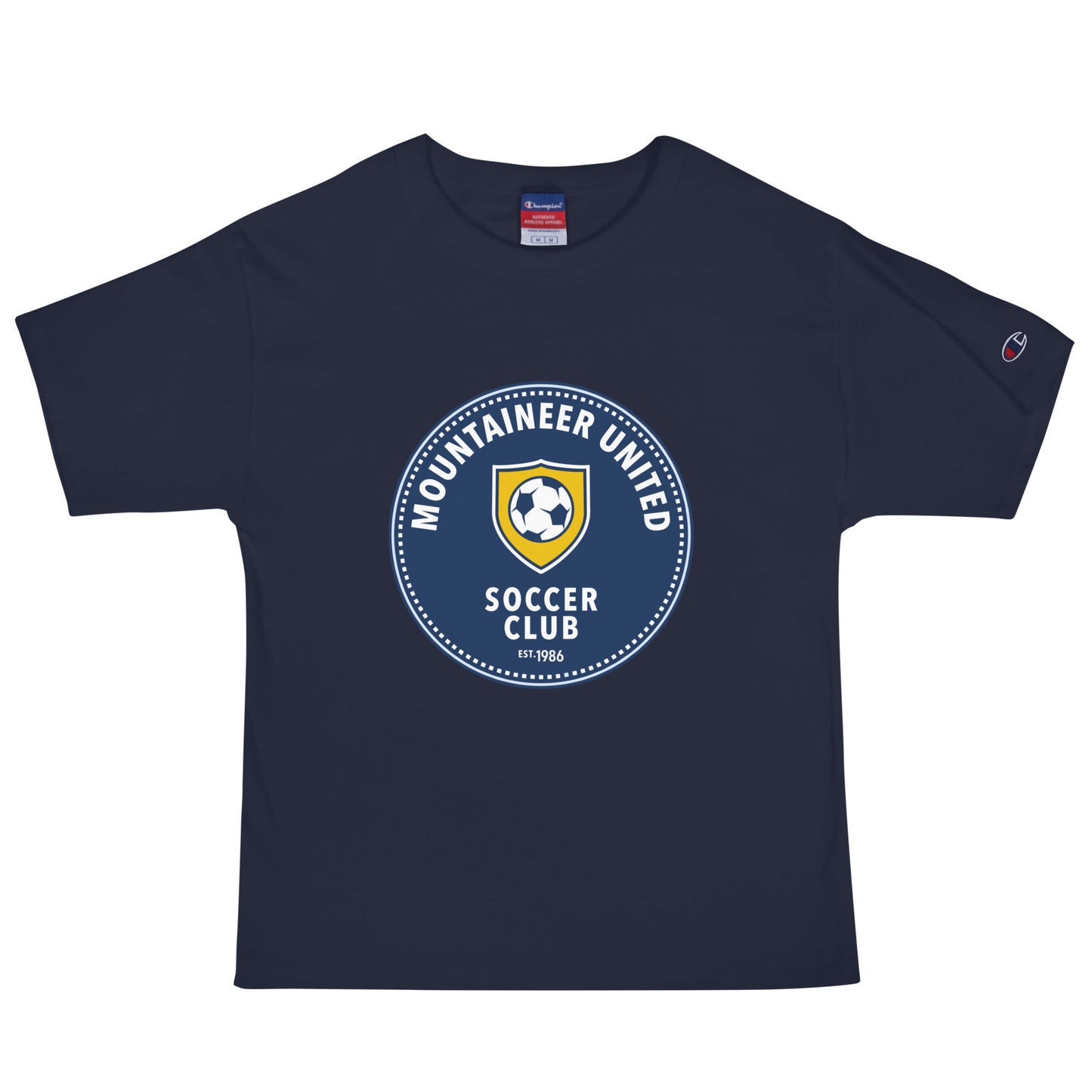 Signature | Champion T-Shirt | Mountaineer United Soccer Club | Badge Logo