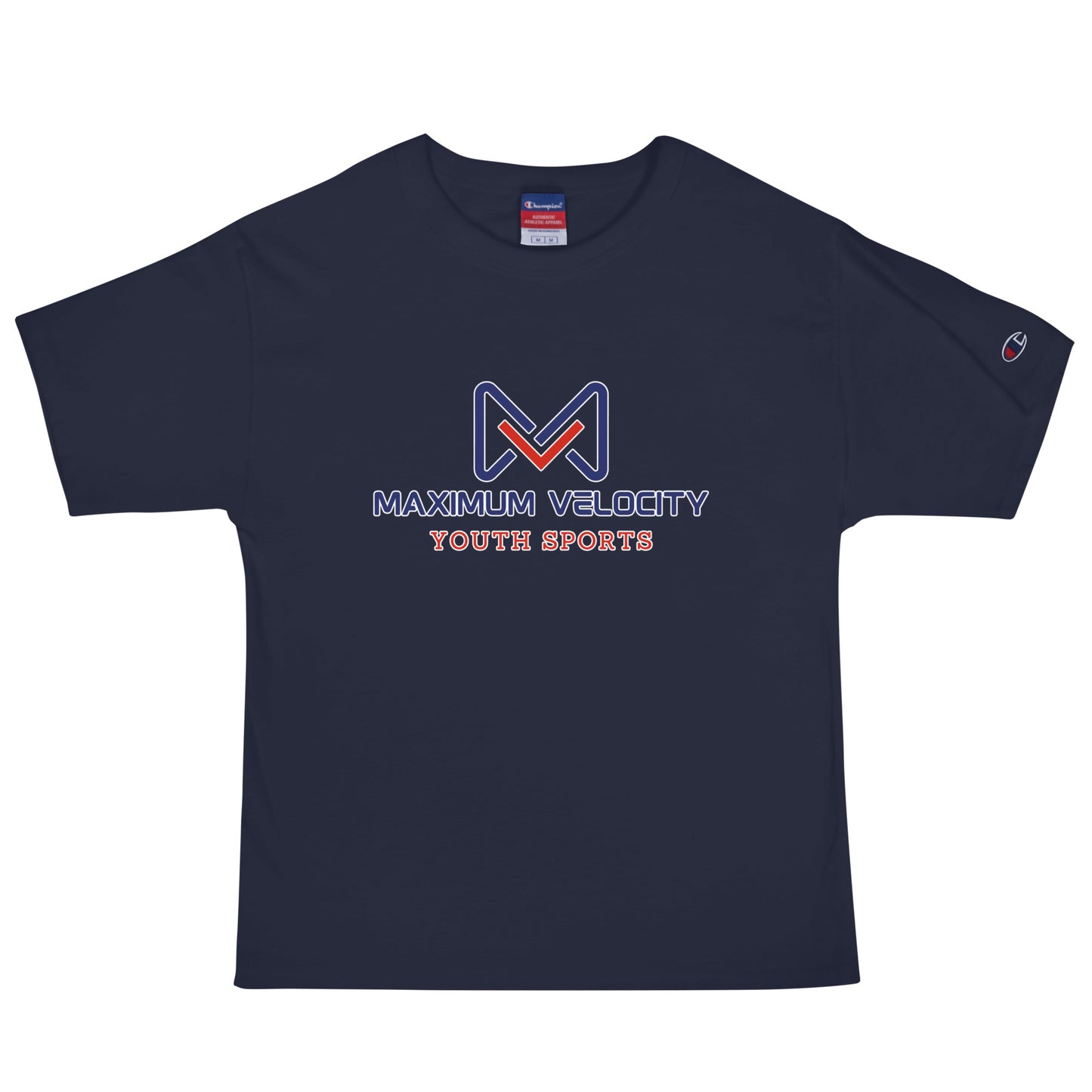 Signature | Champion T-Shirt | Maximum Velocity Youth Sports | Emblem Logo