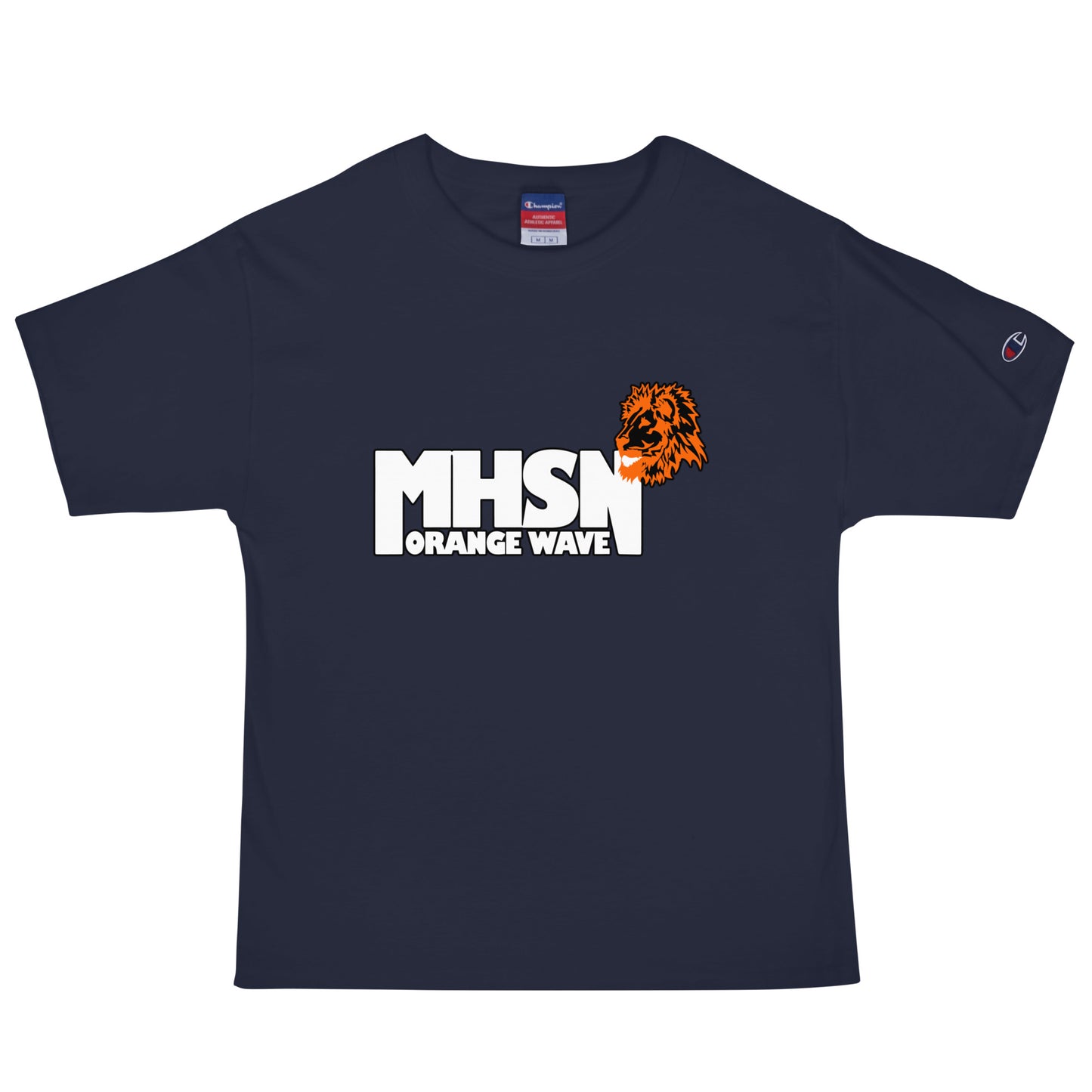 Signature | Champion T-Shirt | Orange Wave Marching Band | Crest Logo