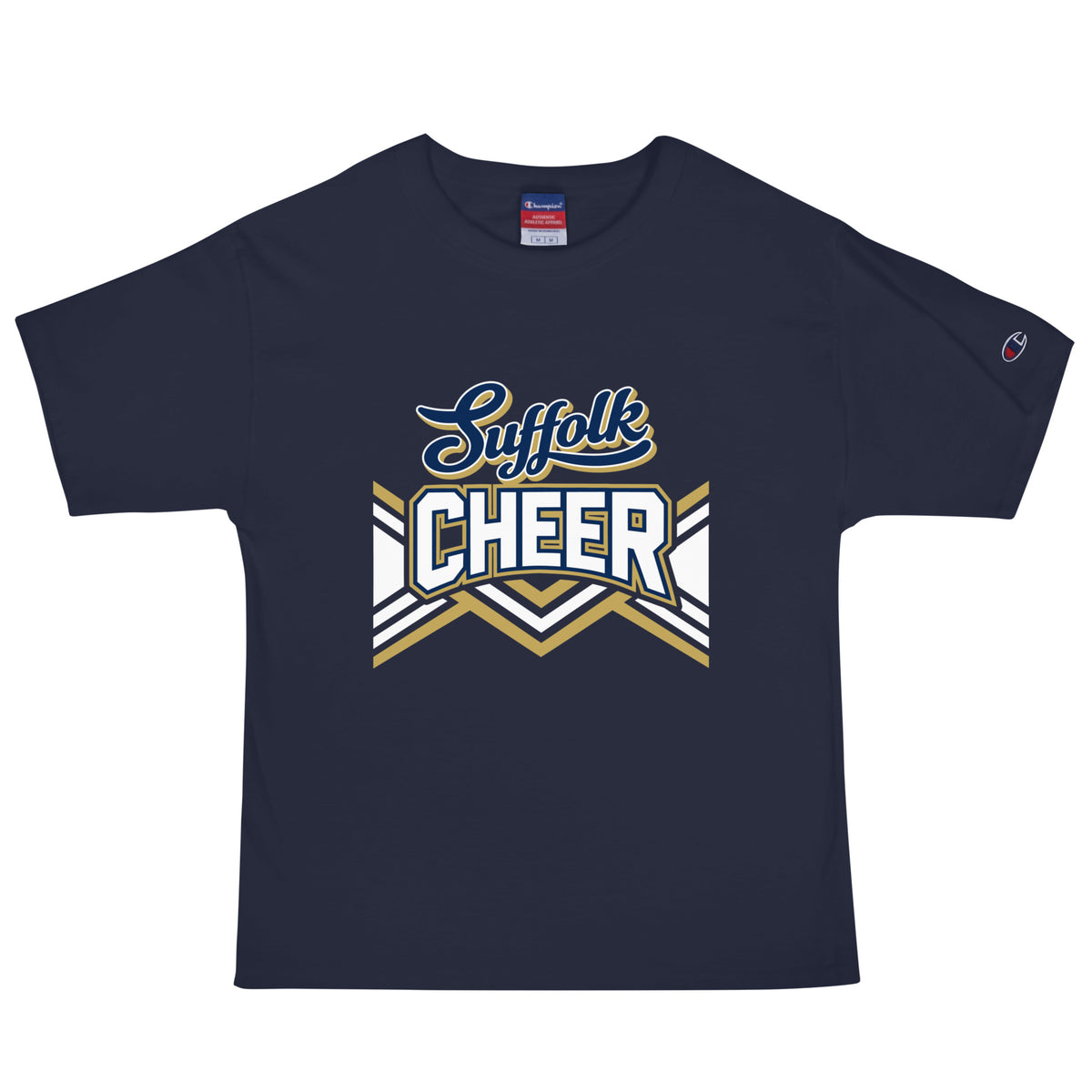 Signature | Champion T-Shirt | Suffolk University Cheerleading | Vanguard Logo