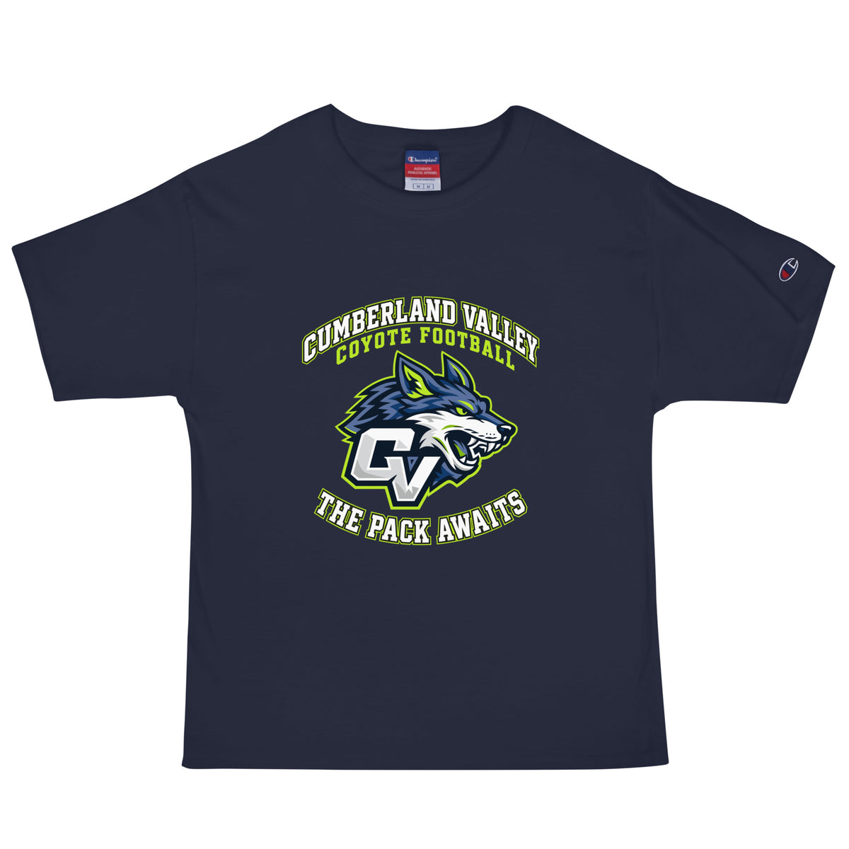 Signature | Champion T-Shirt | Cumberland Valley Coyotes Football | Emblem Logo