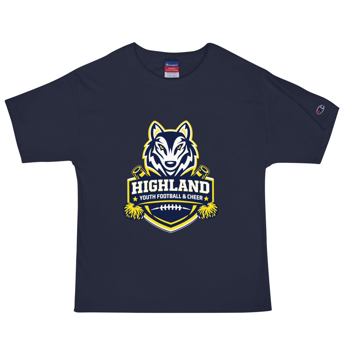 Signature | Champion T-Shirt | Highland youth football and cheer | Emblem Logo