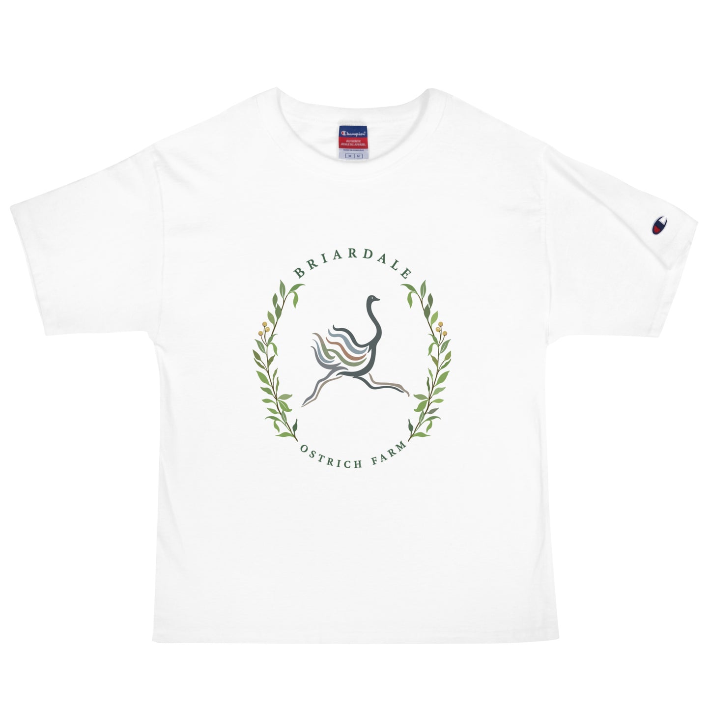 Signature | Champion T-Shirt | Briardale Ostrich Farm | Crest Logo