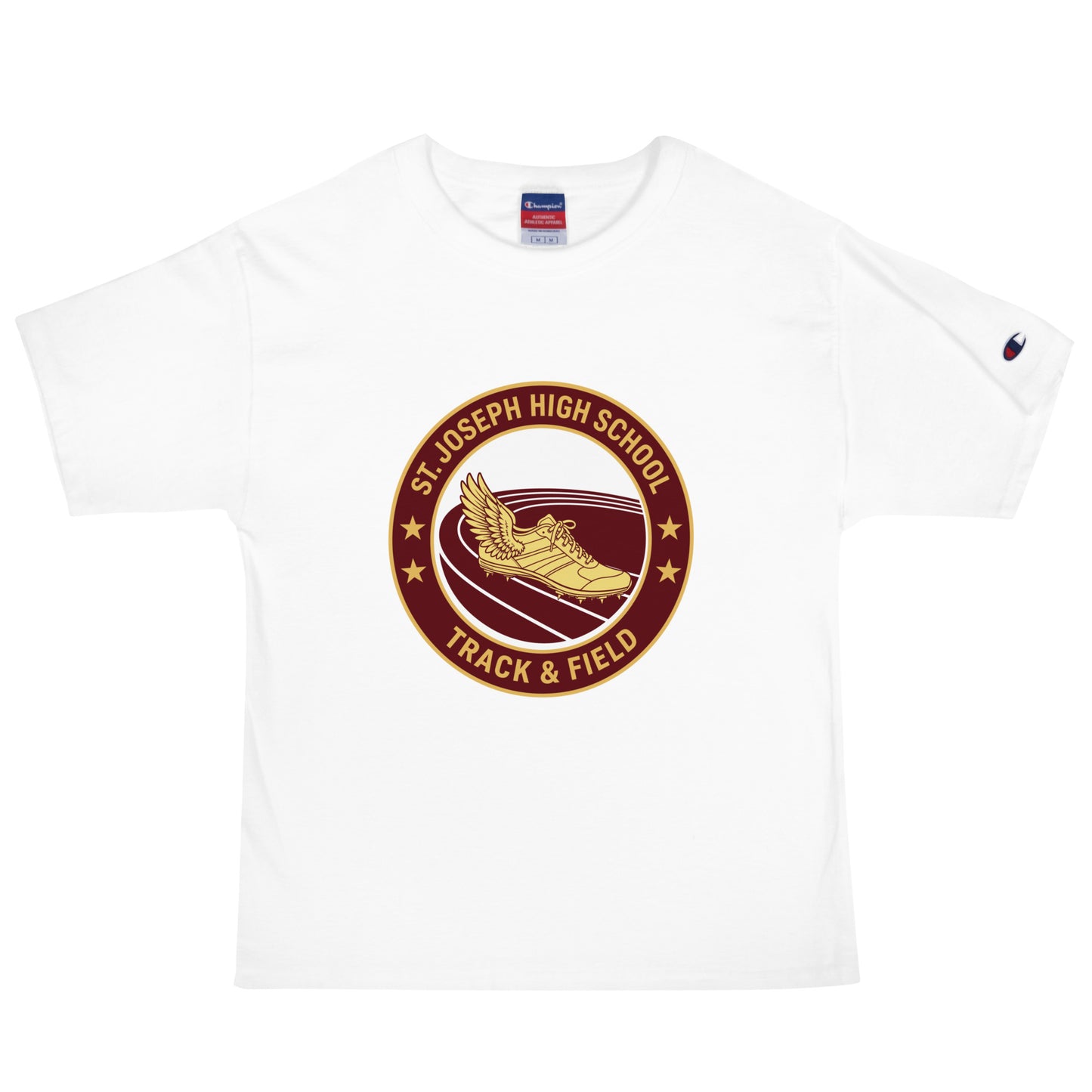 Signature | Champion T-Shirt | St. Joseph High School - Track & Field | Badge Logo
