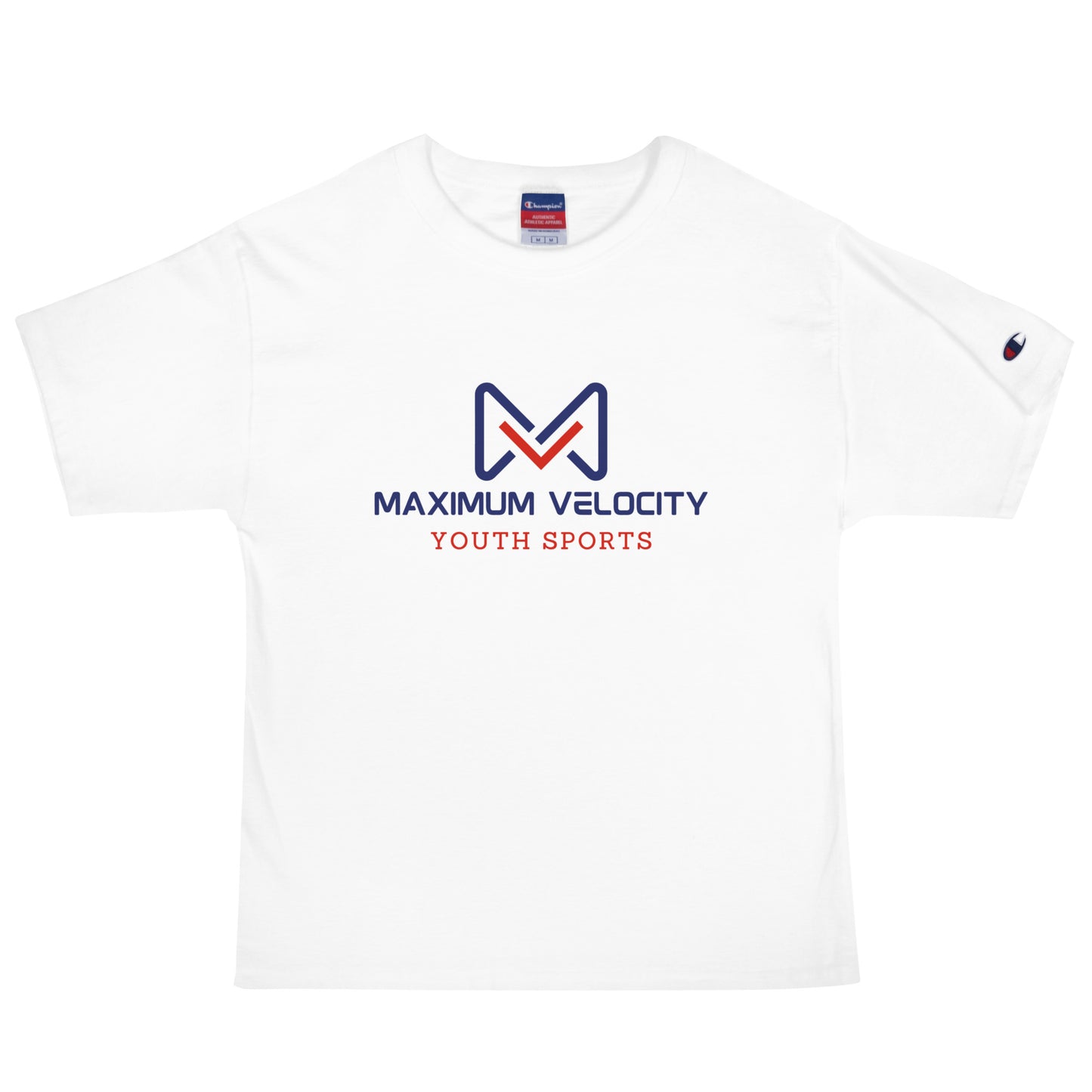 Signature | Champion T-Shirt | Maximum Velocity Youth Sports | Emblem Logo