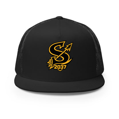 Performance | 5 Panel Trucker Cap | 2037 Sachem Arrows | Emblem Logo