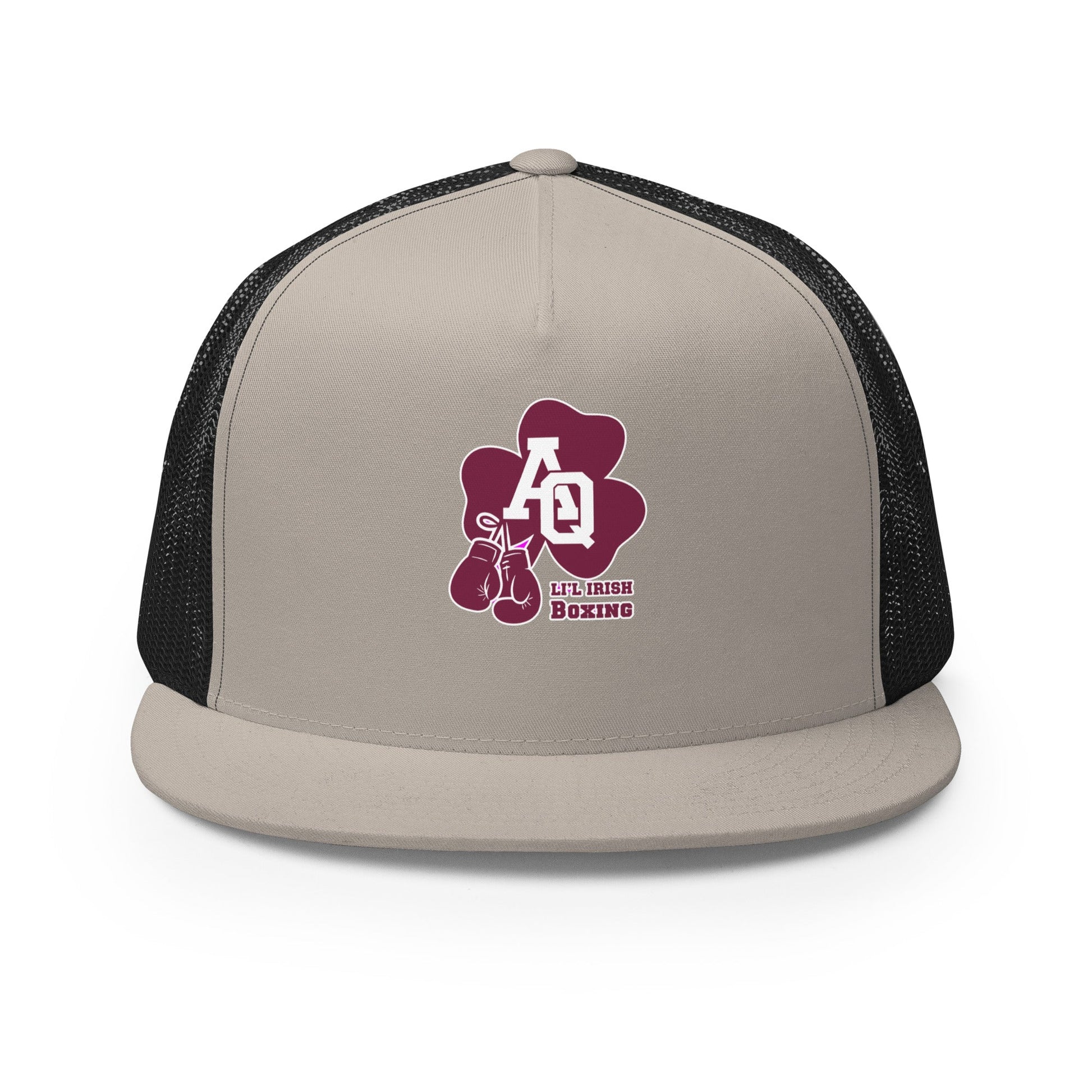 Performance | 5 Panel Trucker Cap | Aquinas Li’l Irish Boxing | AQ Shamrock Logo