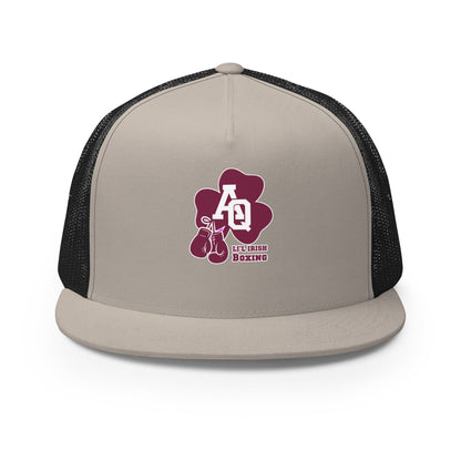 Performance | 5 Panel Trucker Cap | Aquinas Li’l Irish Boxing | AQ Shamrock Logo