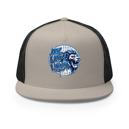 Performance | 5 Panel Trucker Cap | Arizona Lady Lions | Mascot Logo