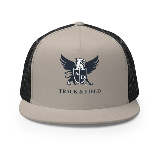Performance | 5 Panel Trucker Cap | Arma Dei Academy Track and Field | Griffin Logo