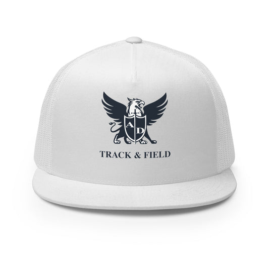 Performance | 5 Panel Trucker Cap | Arma Dei Academy Track and Field | Griffin Logo