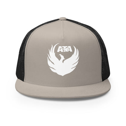 Performance | 5 Panel Trucker Cap | Azle Martial Arts | Blue Fire Crest Logo