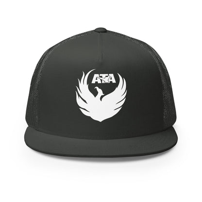 Performance | 5 Panel Trucker Cap | Azle Martial Arts | Blue Fire Crest Logo