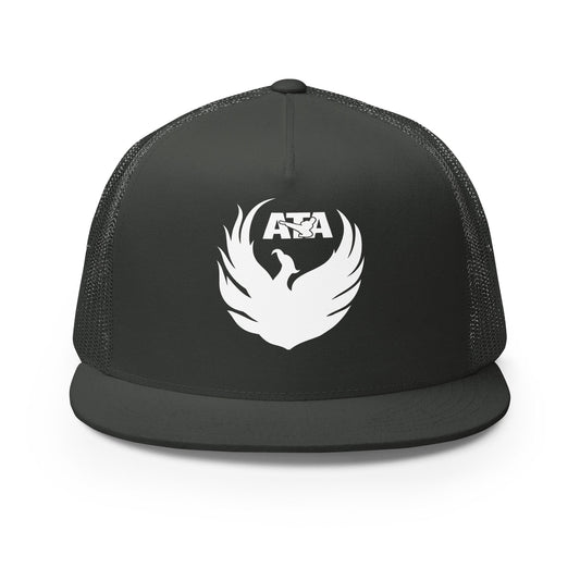 Performance | 5 Panel Trucker Cap | Azle Martial Arts | Blue Fire Crest Logo