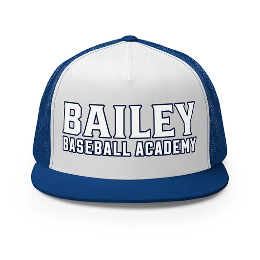 Performance | 5 Panel Trucker Cap | Bailey Baseball Academy | Script Logo