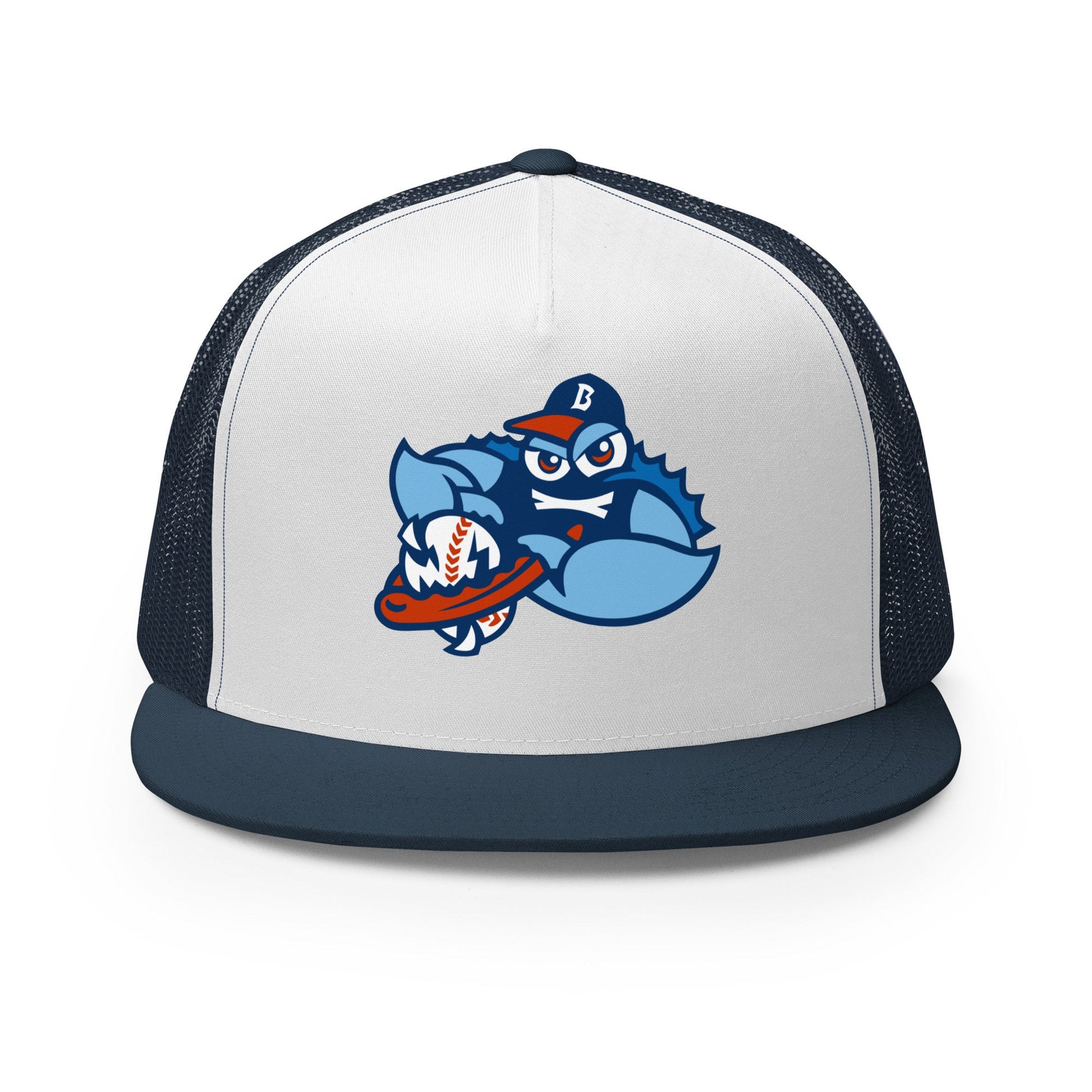 Performance | 5 Panel Trucker Cap | Bellport BlueClaws | Strike Emblem Logo