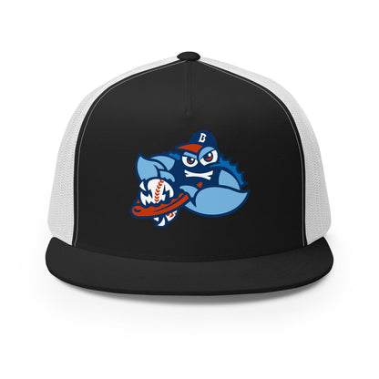 Performance | 5 Panel Trucker Cap | Bellport BlueClaws | Strike Emblem Logo