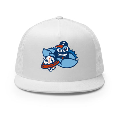 Performance | 5 Panel Trucker Cap | Bellport BlueClaws | Strike Emblem Logo
