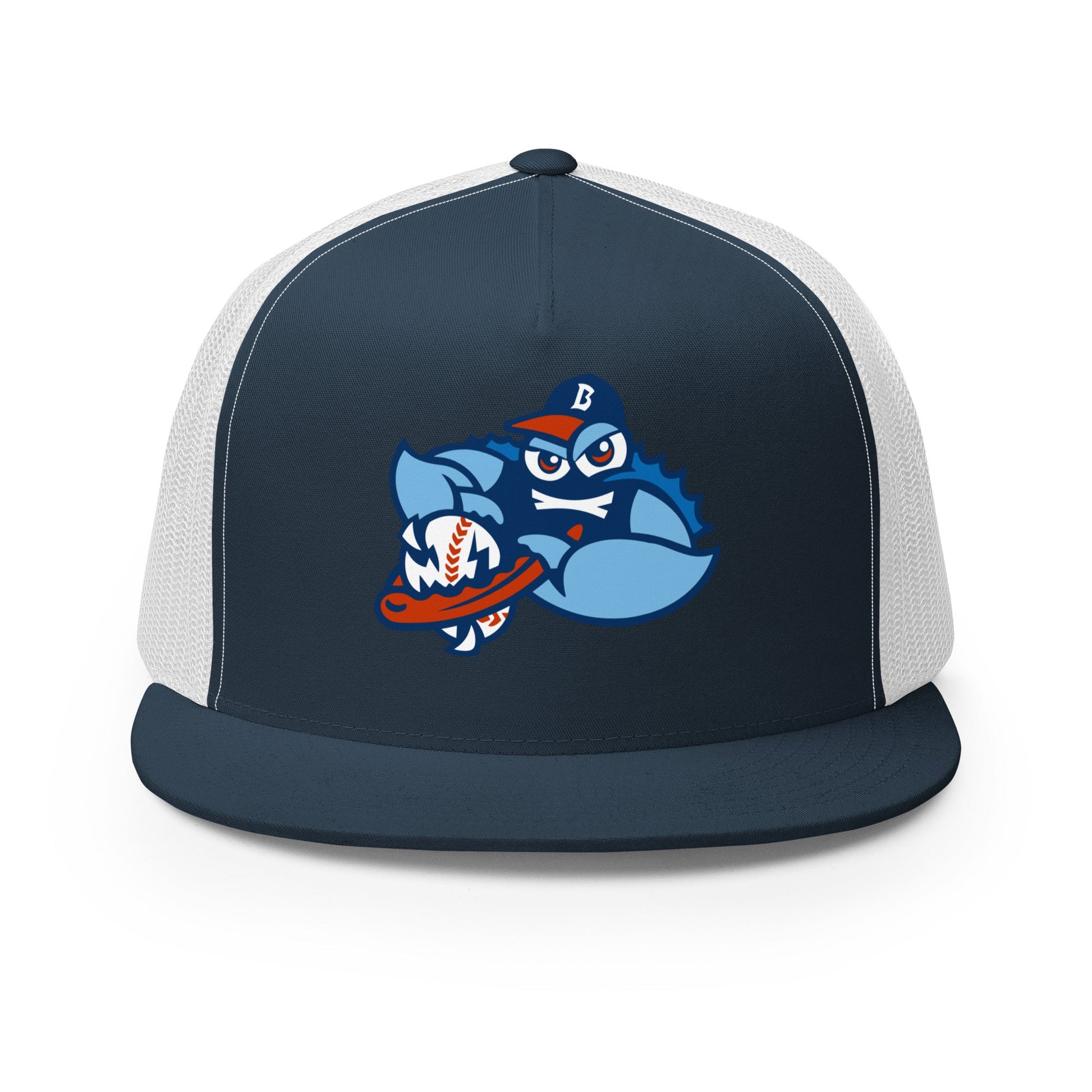 Performance | 5 Panel Trucker Cap | Bellport BlueClaws | Strike Emblem Logo