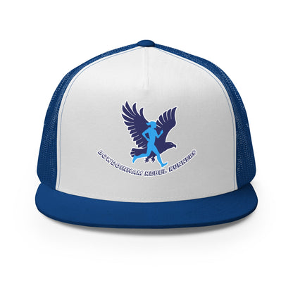 Performance | 5 Panel Trucker Cap | Bowdoinham Rebel Runners | Emblem Logo