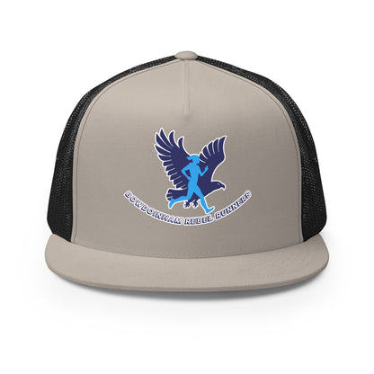 Performance | 5 Panel Trucker Cap | Bowdoinham Rebel Runners | Emblem Logo
