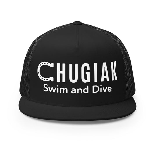 Performance | 5 Panel Trucker Cap | Chugiak Mustang Swim & Dive | Crest Logo
