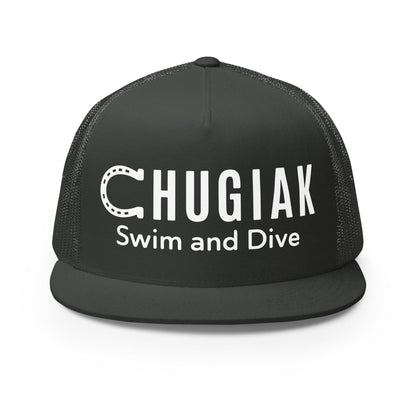 Performance | 5 Panel Trucker Cap | Chugiak Mustang Swim & Dive | Crest Logo