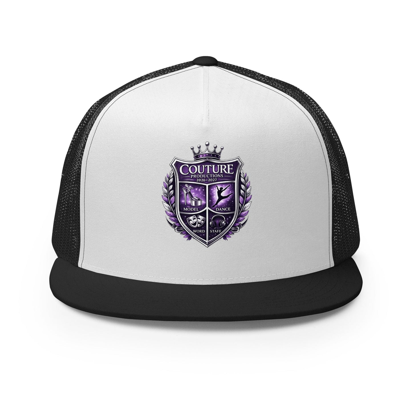 Performance | 5 Panel Trucker Cap | Couture Productions | Couture Shield Logo