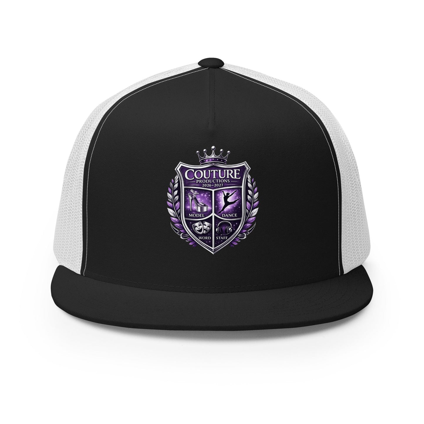 Performance | 5 Panel Trucker Cap | Couture Productions | Couture Shield Logo