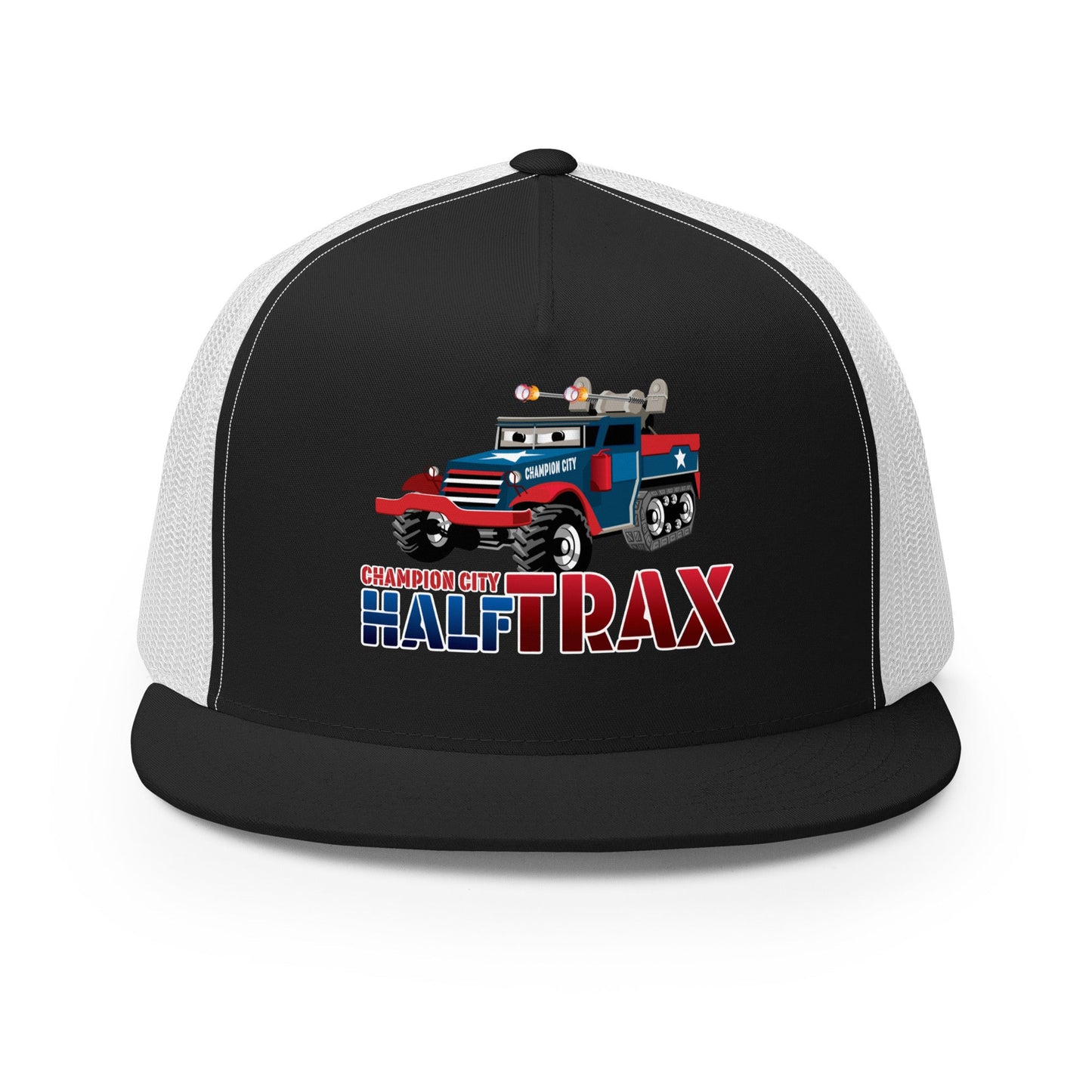 Performance | 5 Panel Trucker Cap | Half Trax Baseball | Mascot Logo