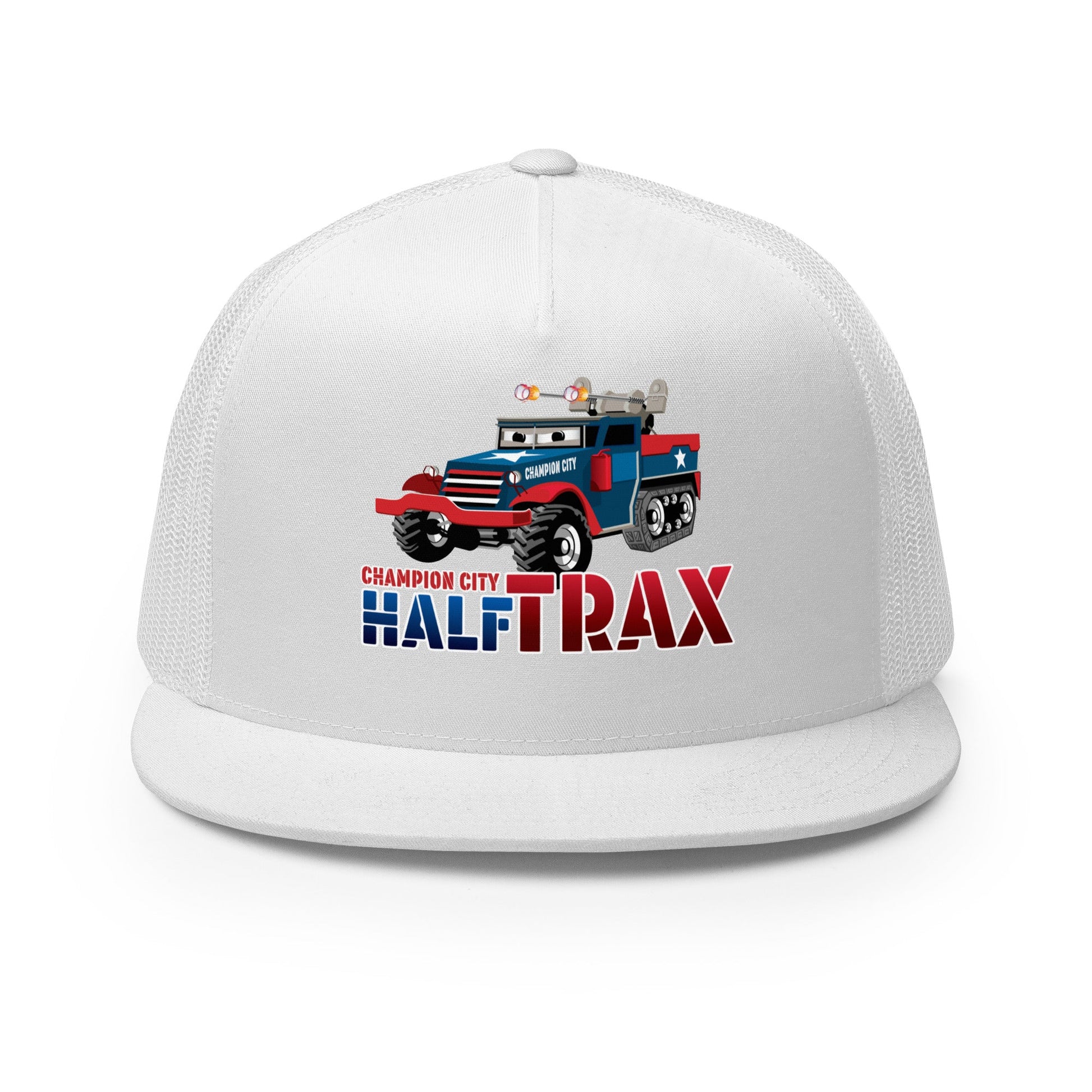 Performance | 5 Panel Trucker Cap | Half Trax Baseball | Mascot Logo