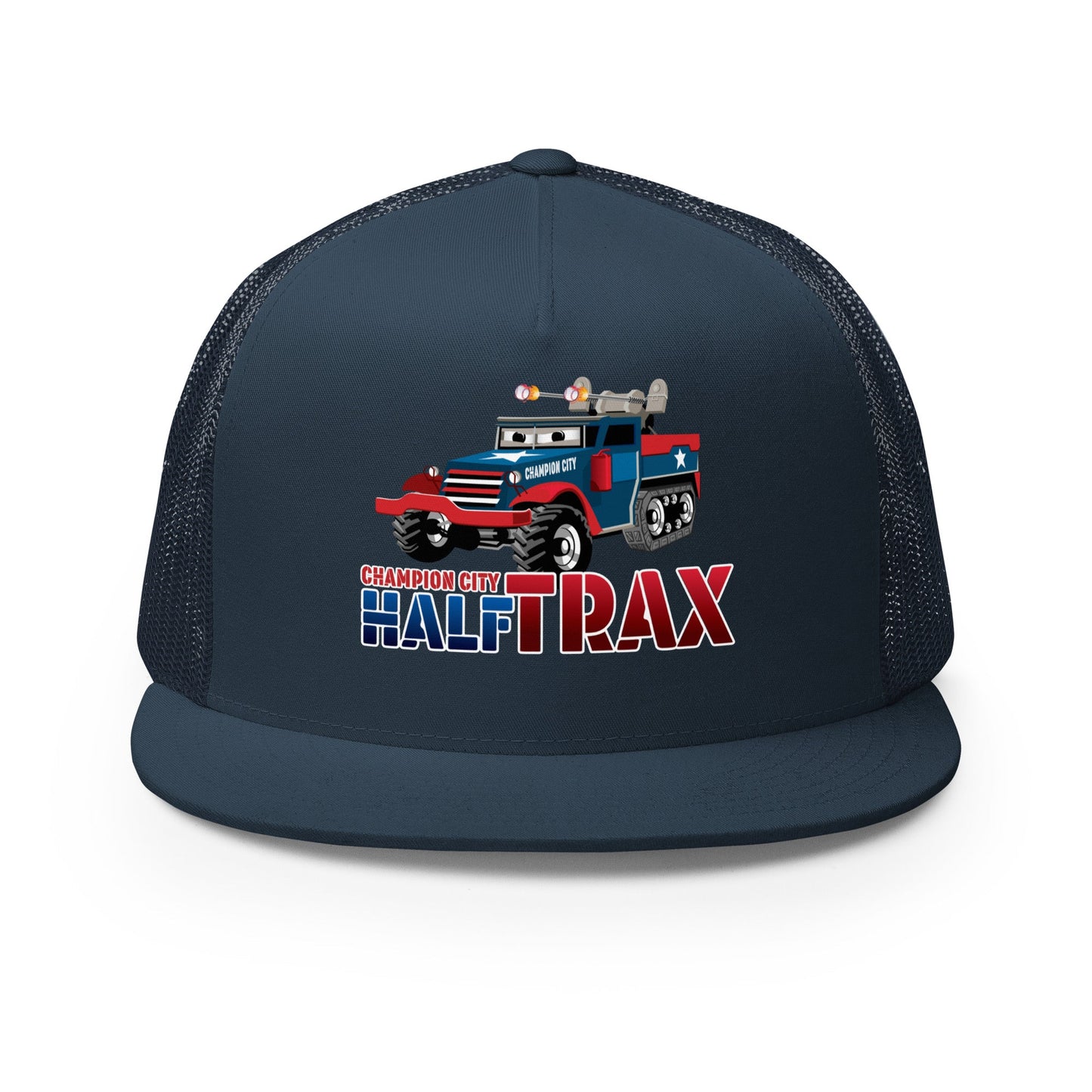 Performance | 5 Panel Trucker Cap | Half Trax Baseball | Mascot Logo