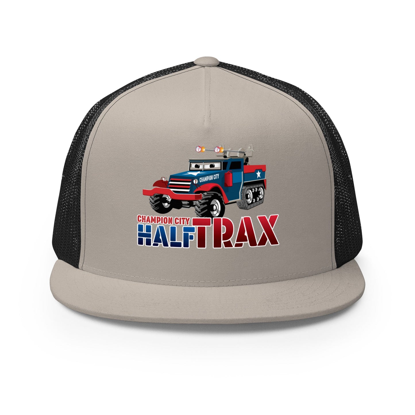 Performance | 5 Panel Trucker Cap | Half Trax Baseball | Mascot Logo