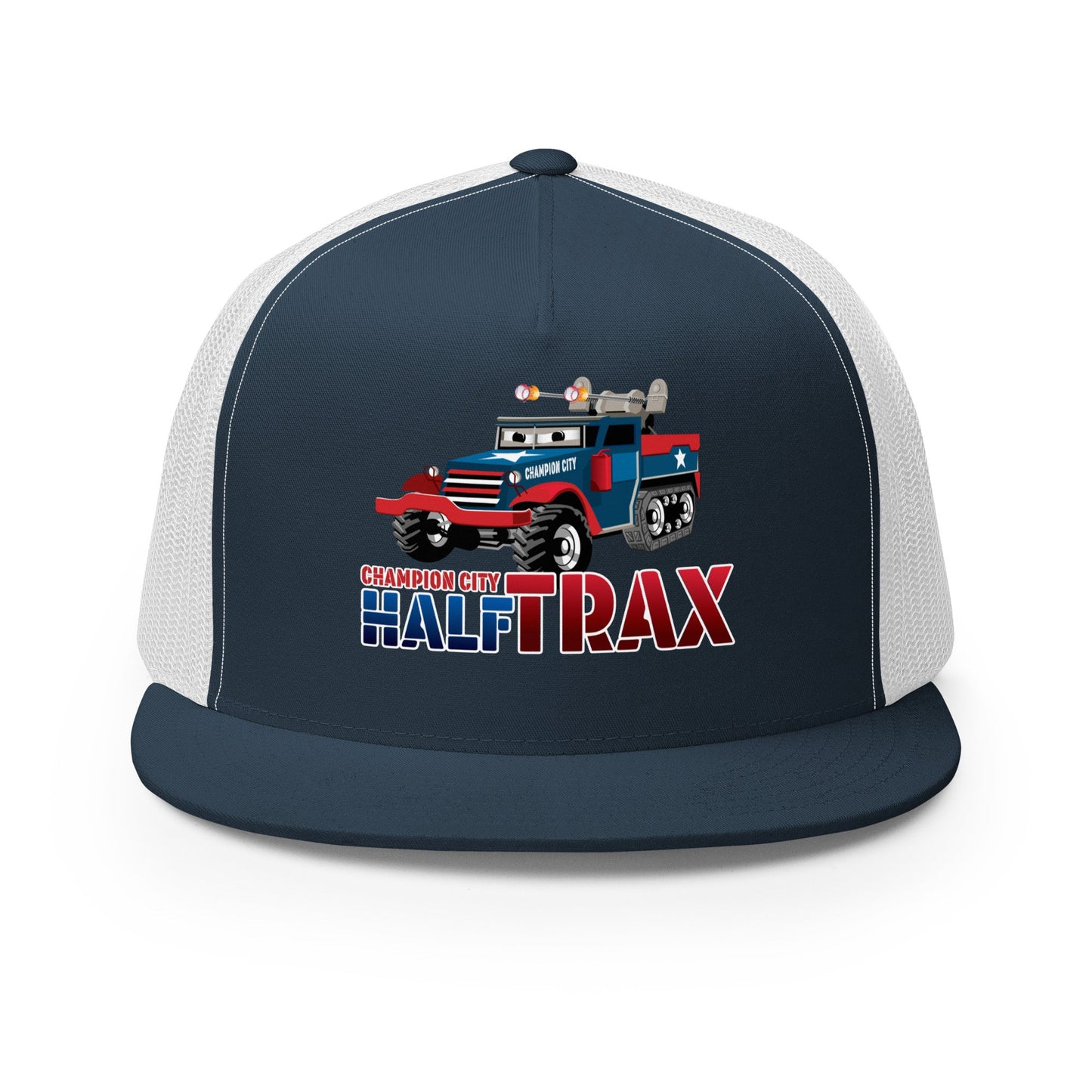 Performance | 5 Panel Trucker Cap | Half Trax Baseball | Mascot Logo