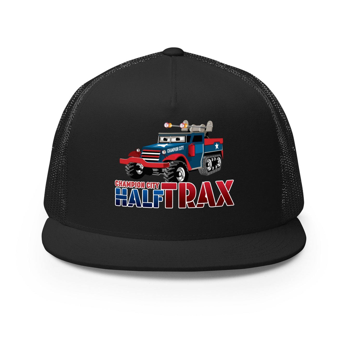 Performance | 5 Panel Trucker Cap | Half Trax Baseball | Mascot Logo