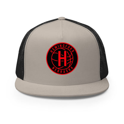 Performance | 5 Panel Trucker Cap | Hemingford Bobcats | Badge Logo