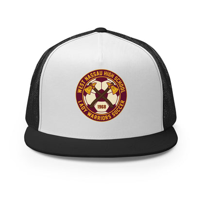 Performance | 5 Panel Trucker Cap | Lady Warrior Soccer Booster Club | Lady Warriors Logo