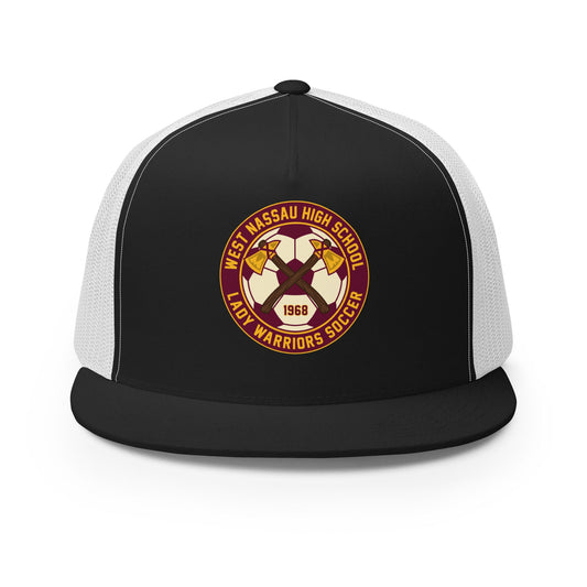 Performance | 5 Panel Trucker Cap | Lady Warrior Soccer Booster Club | Lady Warriors Logo
