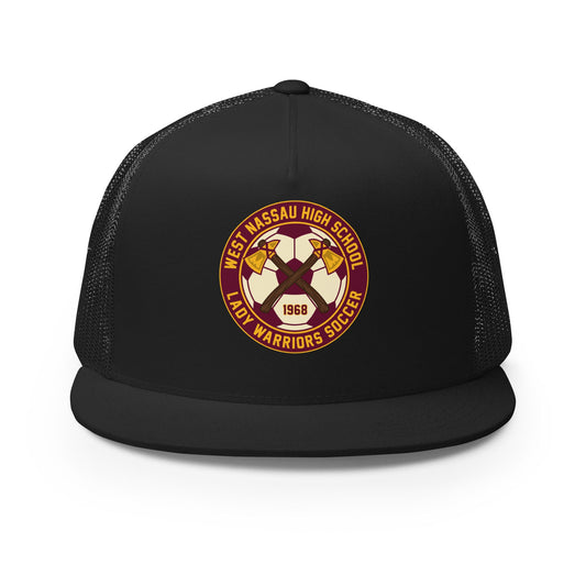 Performance | 5 Panel Trucker Cap | Lady Warrior Soccer Booster Club | Lady Warriors Logo